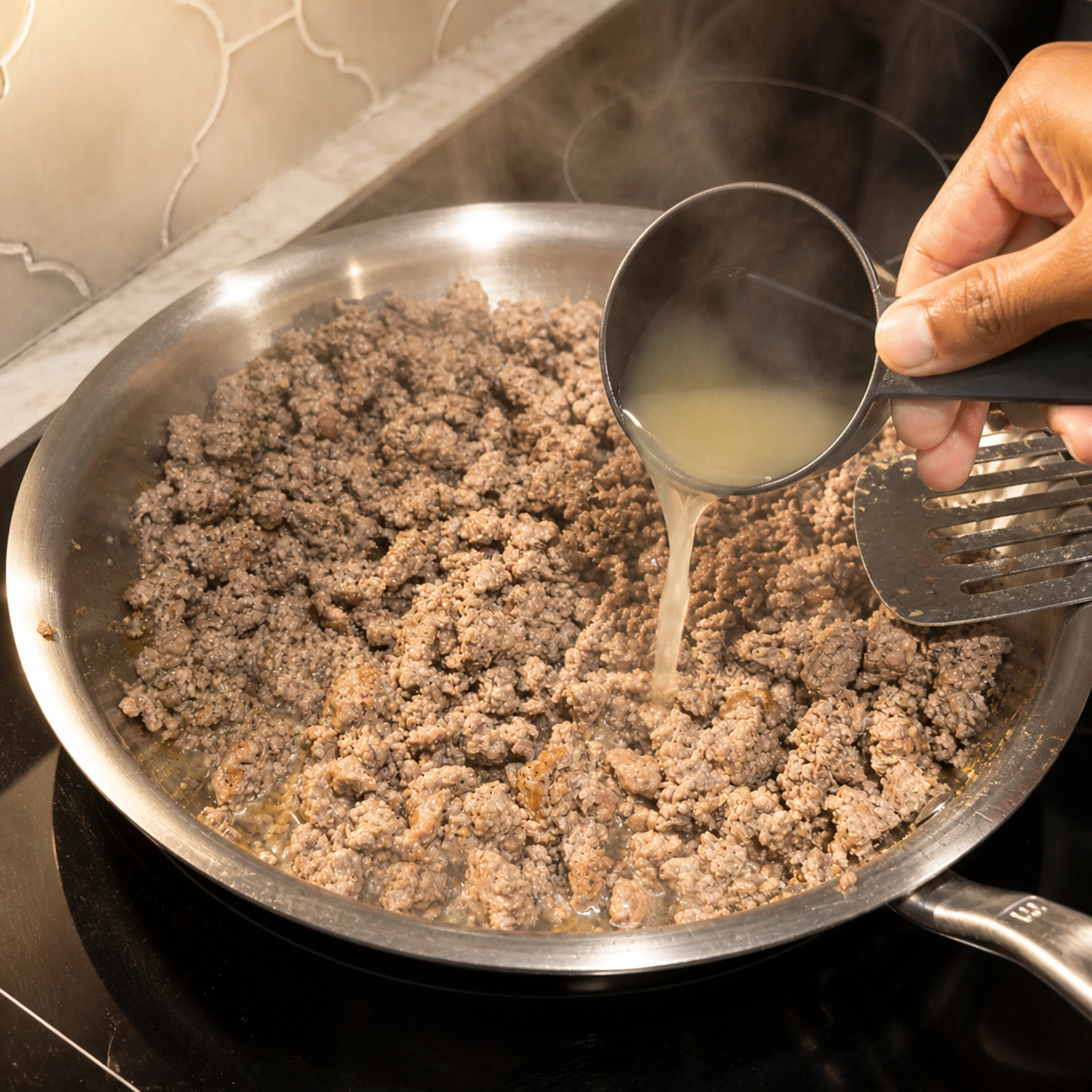 Step photo: add bone broth polished