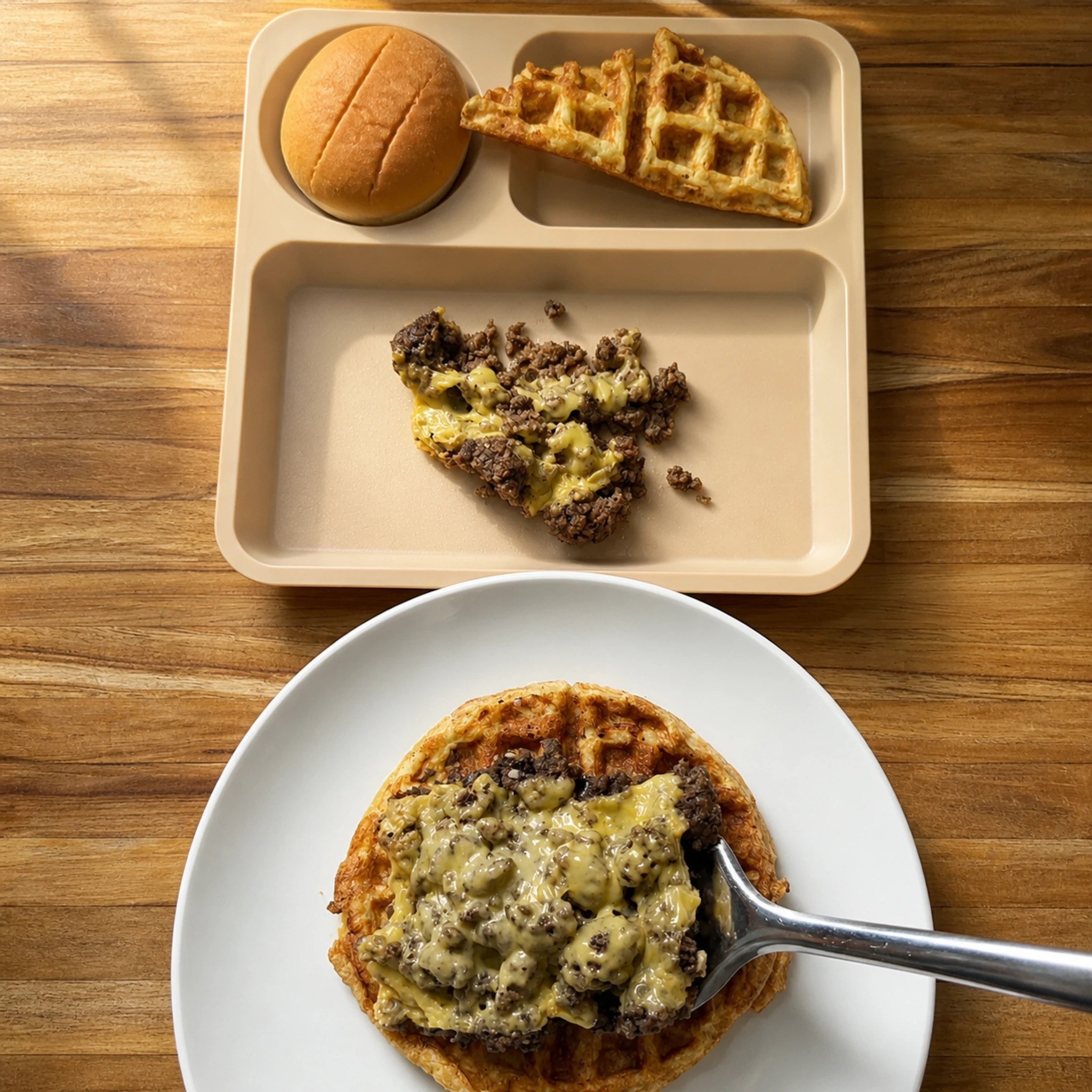 Step photo: kid bun and half waffle polished