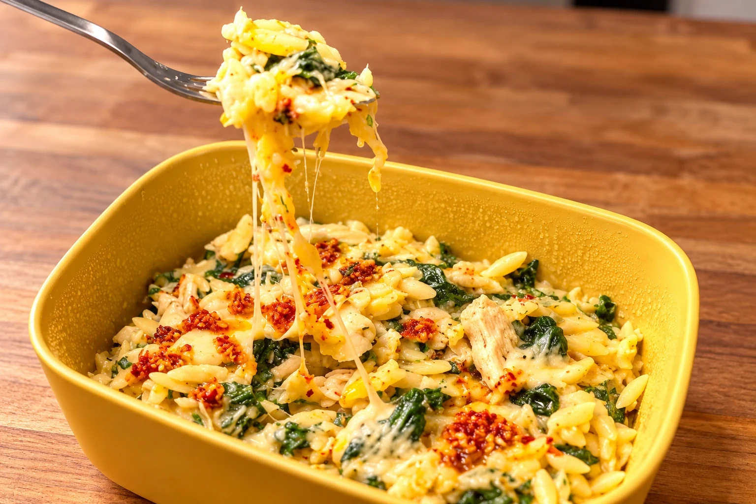 Cheesy Spinach & Chicken Orzo