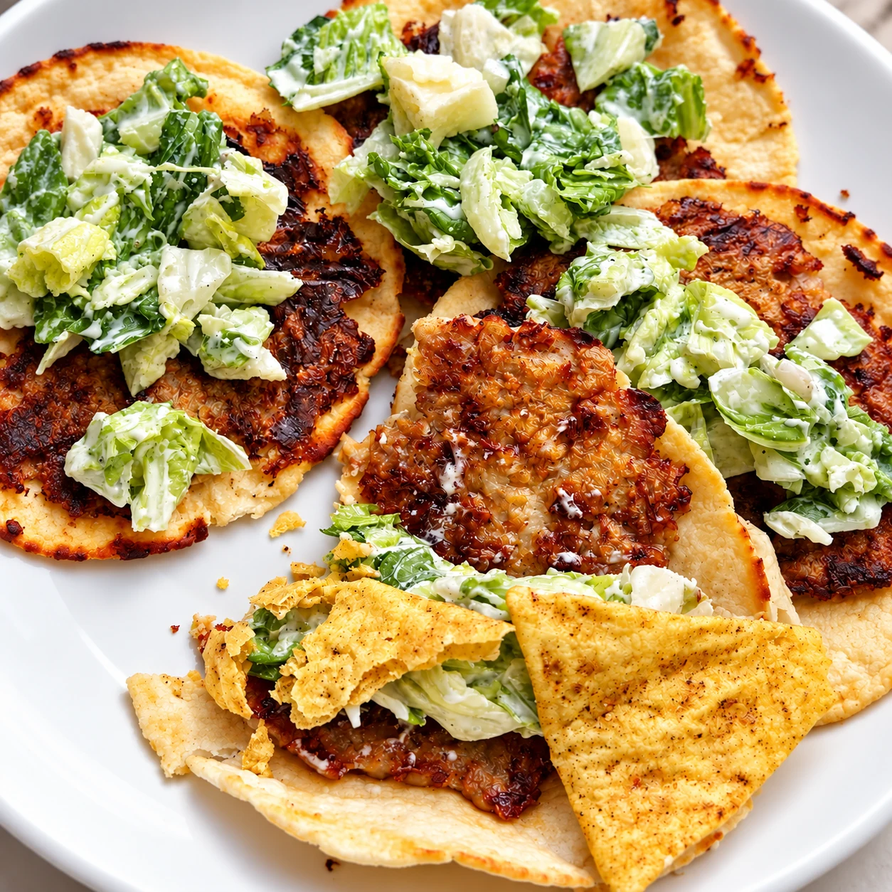 Chicken Smash Caesar Tacos