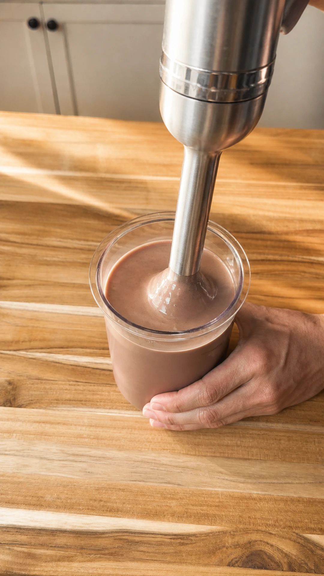 Step photo: blend chocolate pistachio base polished