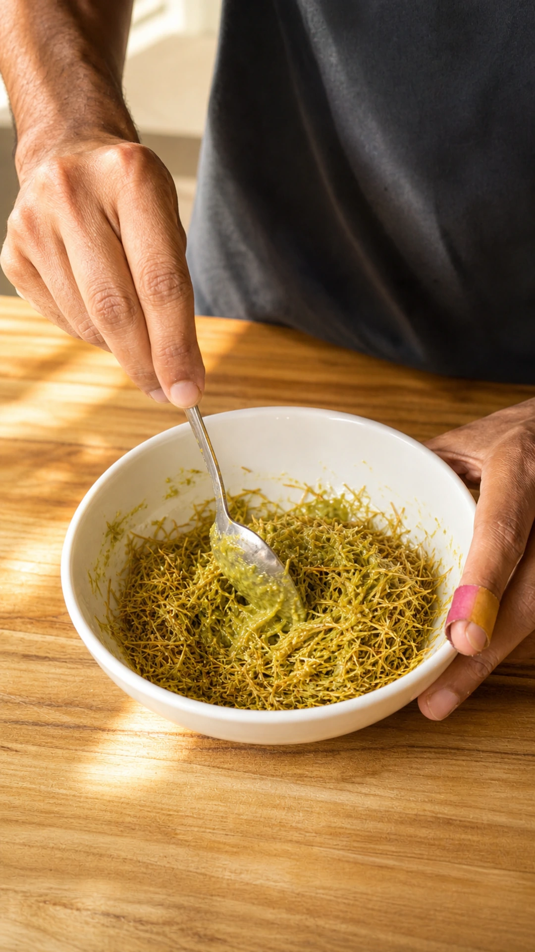 Step photo: mix pistachio kataifi polished