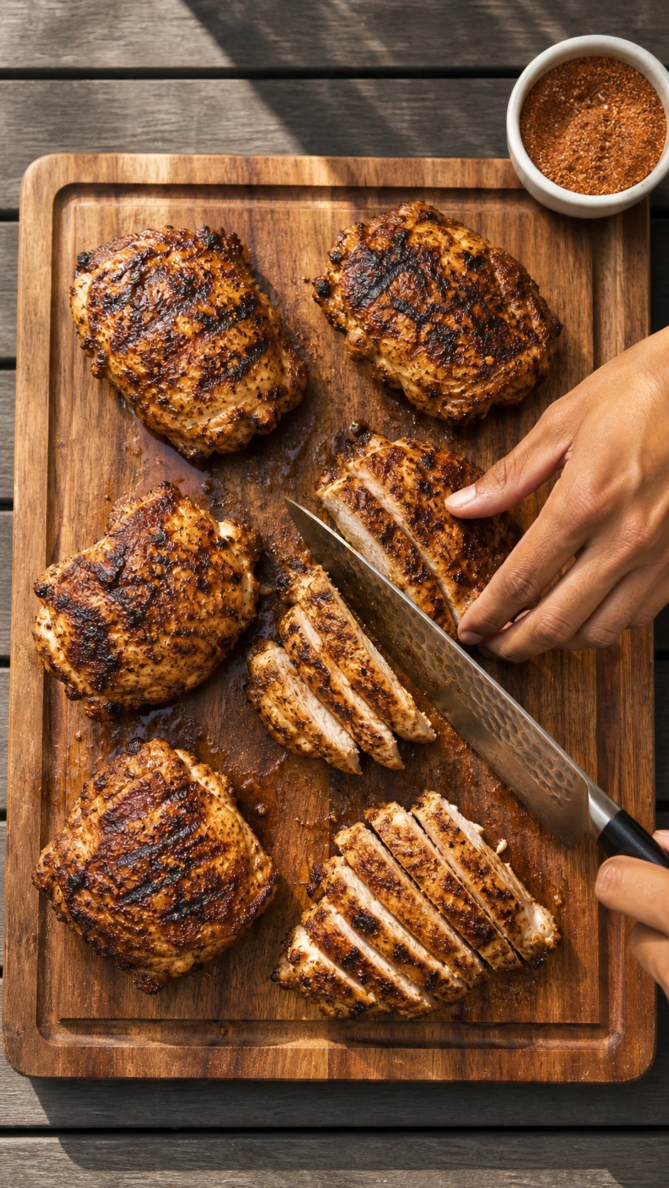 Step photo: slice chicken polished