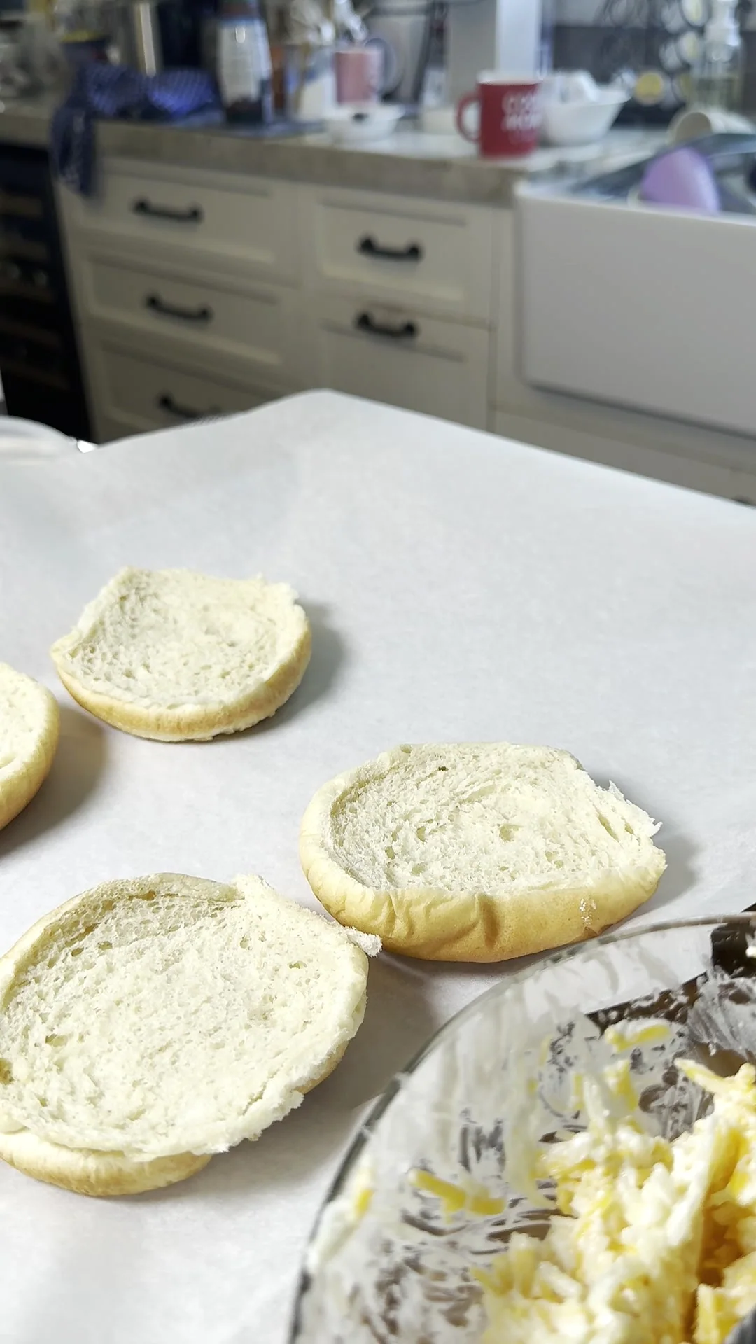 Step photo: split keto buns