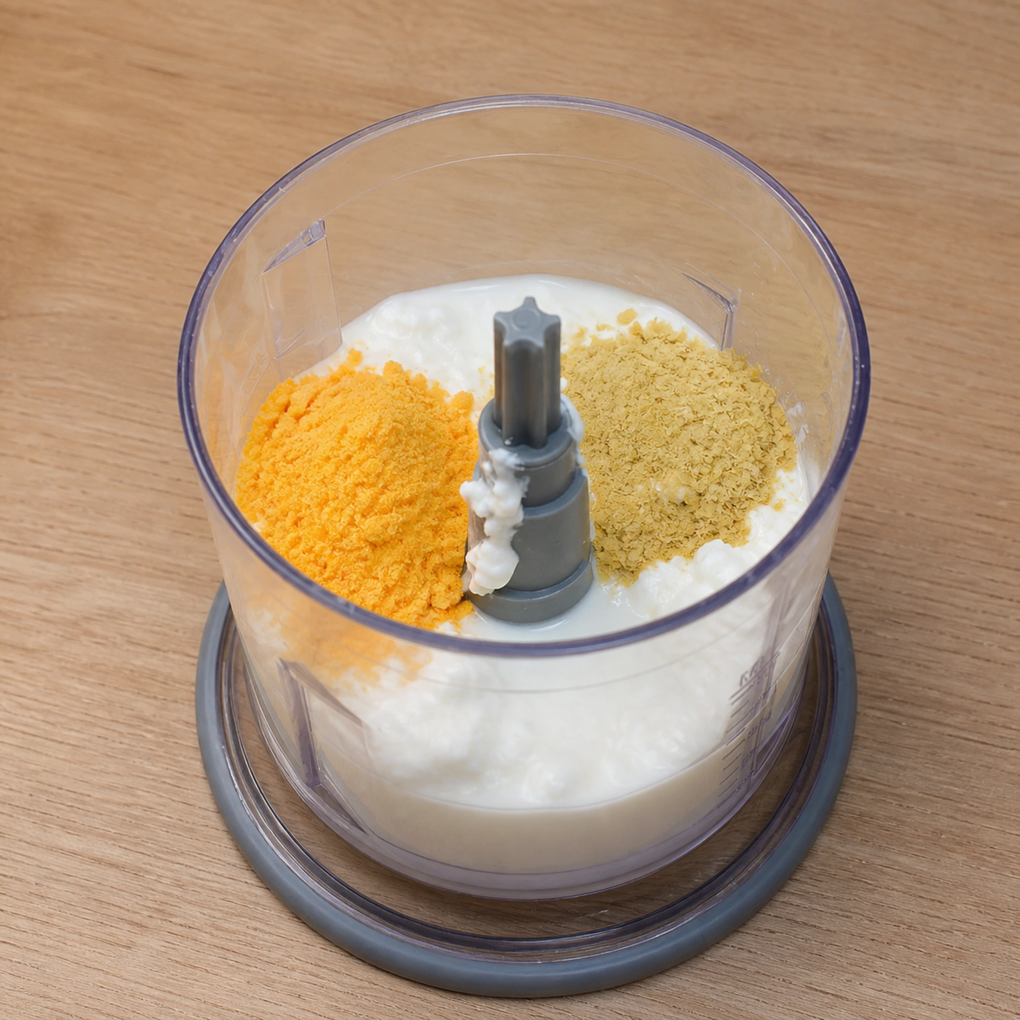 Step photo: add cheddar powder and yeast polished
