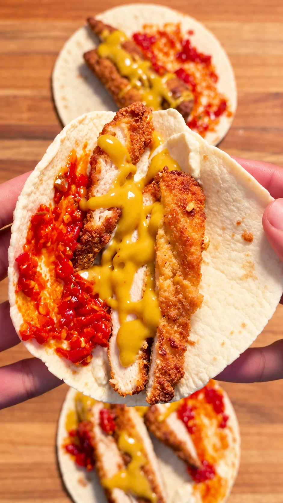 Hot Honey Mustard Crispy Chicken Tacos