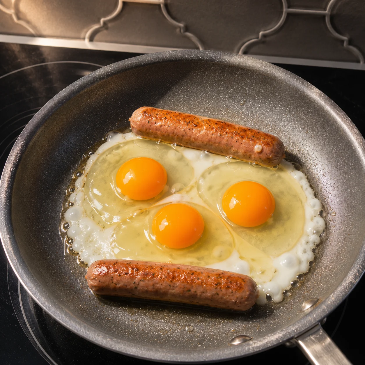 Step photo: crack eggs polished
