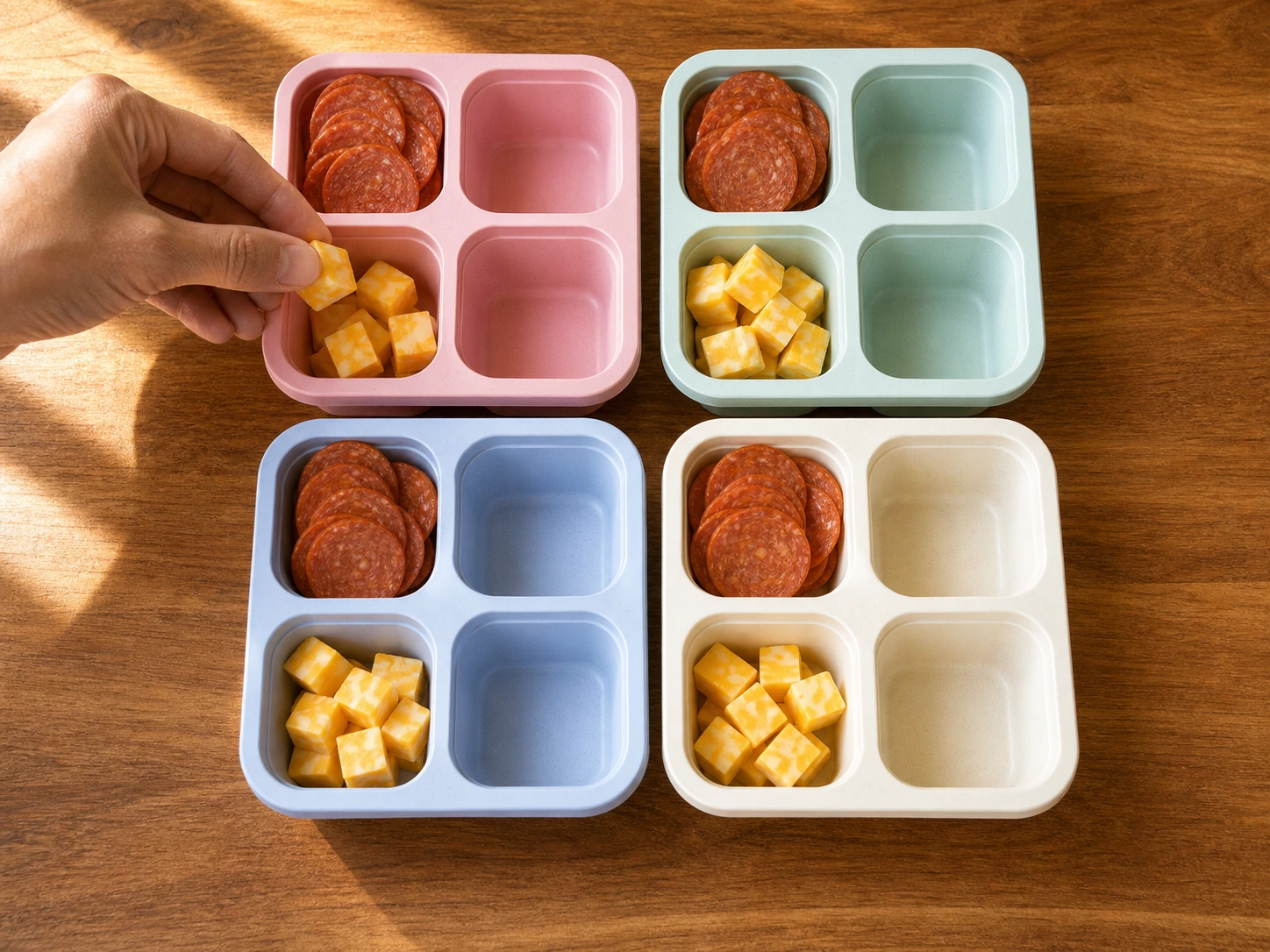 Step photo: cheese stick cubes polished