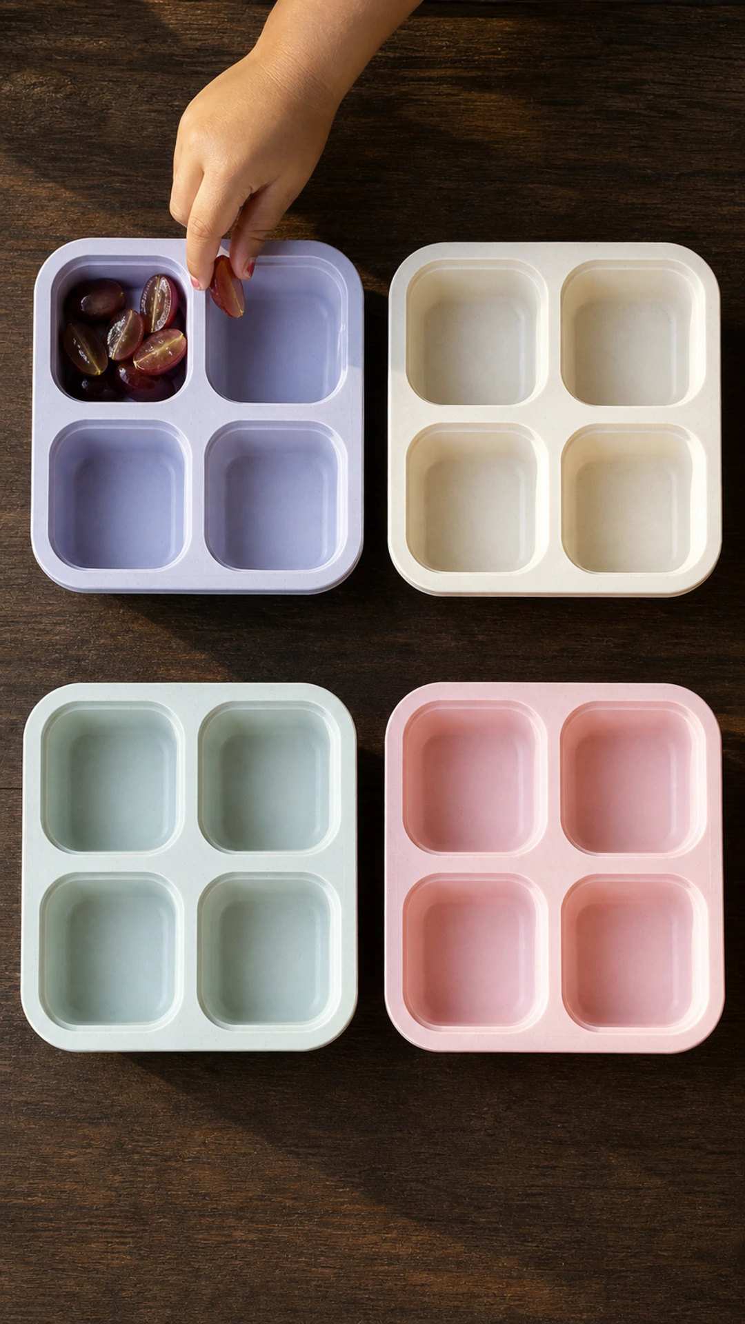 Step photo: kids add grapes polished