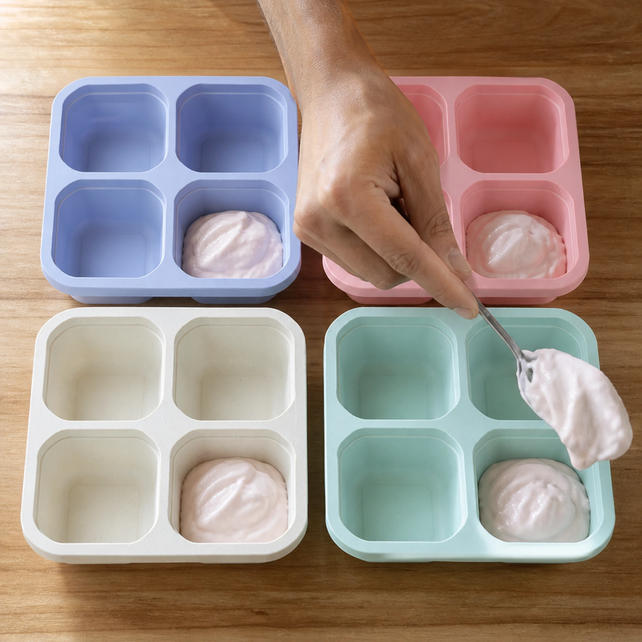 Step photo: portion strawberry yogurt polished