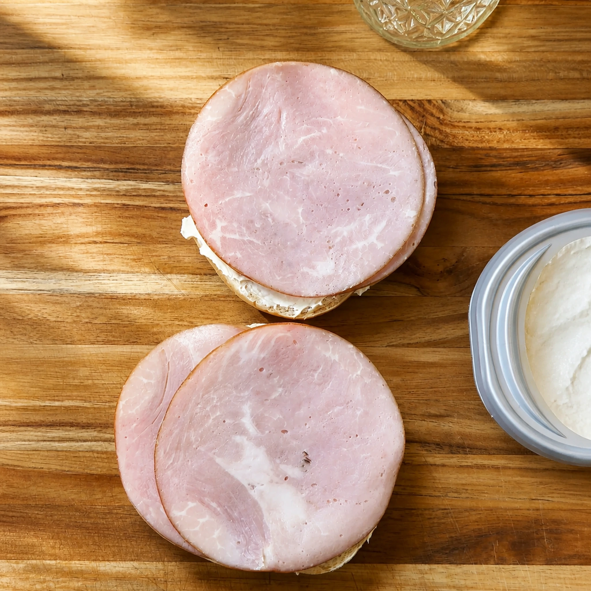 2-Minute Ham & Cream Cheese Protein Bagel