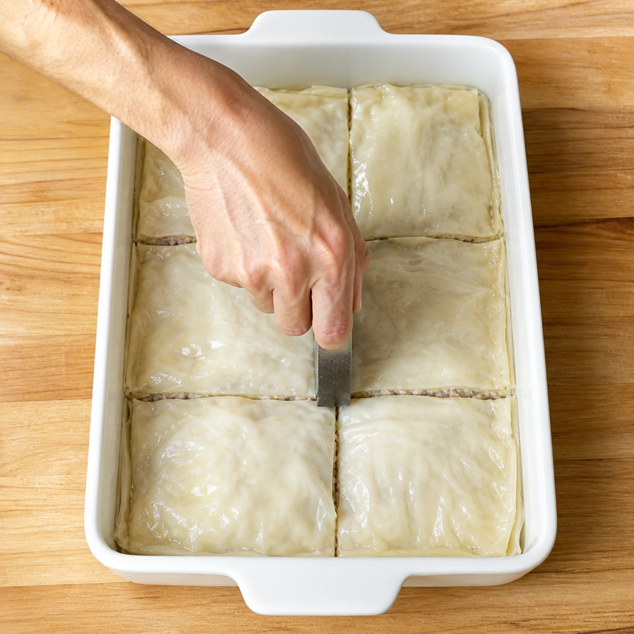 Step photo: cut six servings polished