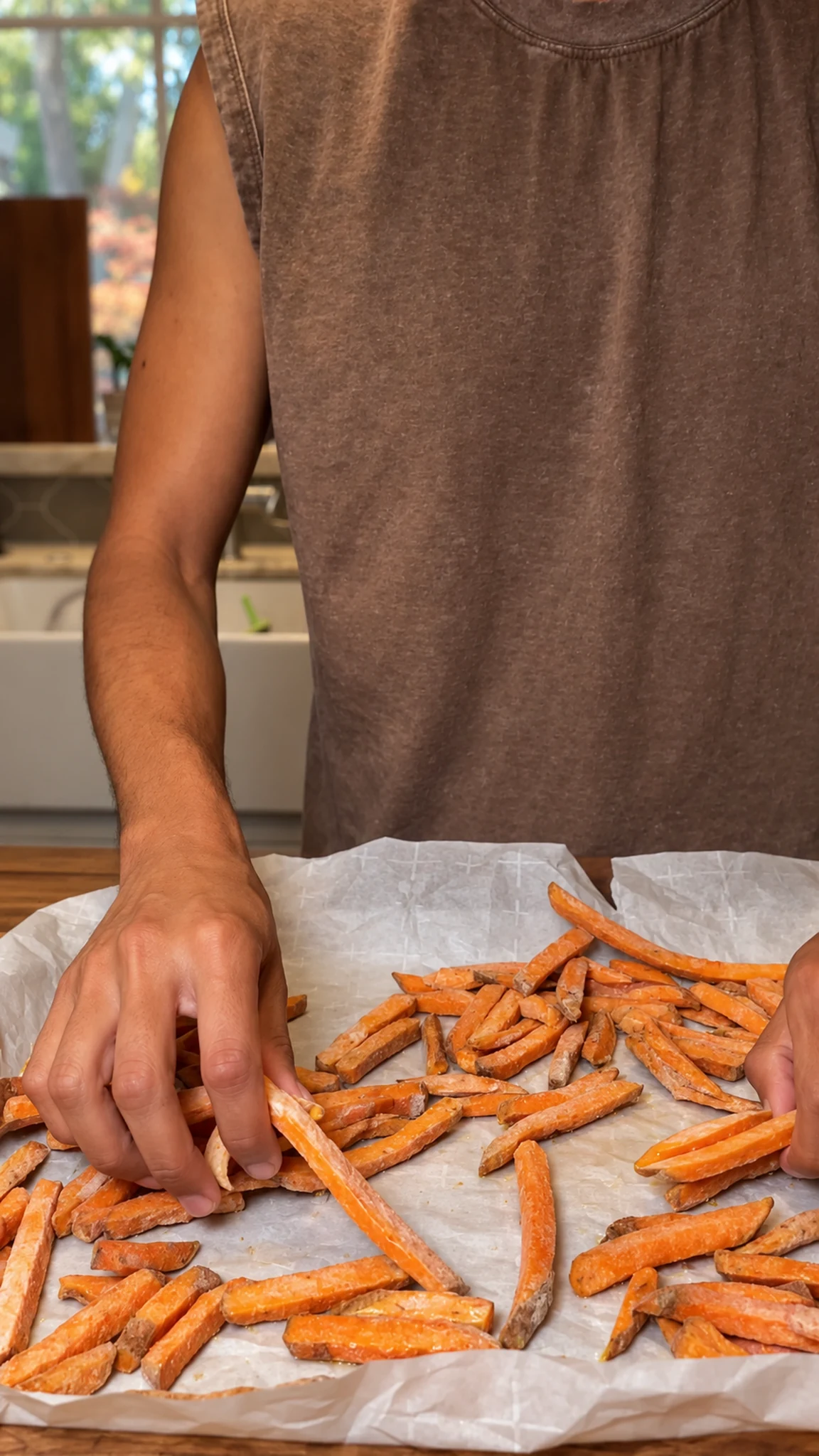 Step photo: sweet potato fries polished